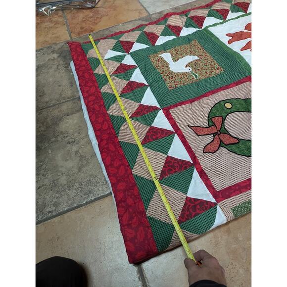 Handstitched QUILT Christmas Holiday comforter set Queen/ Full pillow SHAMS - Picture 5 of 14